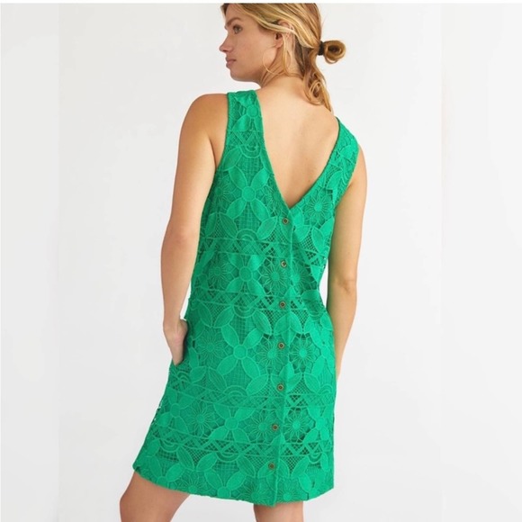 Anthropologie Green Lace Mini Dress - Picture 2 of 8